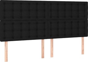vidaXL Κρεβάτι Boxspring με Στρώμα Μαύρο 200x200 εκ. Υφασμάτινο