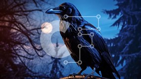 Intra Συλλεκτικό Ξύλινο Παζλ Plywood  4mm - Raven Against a Moonlit Sky Σε Ξύλινο Κουτί - Διαστάσεις: 10x10 cm – 25 κομμάτια