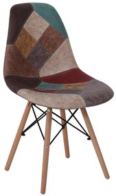 Καρέκλα Wood ART Ύφασμα Patchwork Patchwork Καφέ 47x52x84cm (Σετ 4 ΤΕΜ)