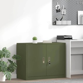 vidaXL Ντουλάπι αποθήκευσης Ελιά Πράσινη 90 x 40 x 70 cm Ατσάλι