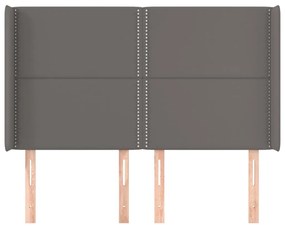 Κεφαλάρι με Πτερύγια Γκρι 147x16x118/128εκ.Συνθετικό Δέρμα 3119534