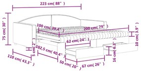 Καναπές Κρεβάτι Συρόμενος Κρεμ 100x200 εκ. Υφασμάτινος Συρτάρια - Κρεμ