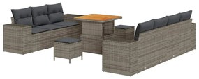 vidaXL Σετ Καναπέ Κήπου με μαξιλάρι 10 pcs Γκρι 80 x 80 x 71 cm