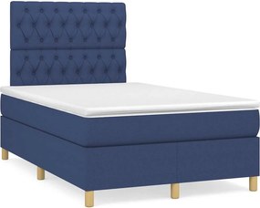 vidaXL Κρεβάτι Boxspring με Στρώμα &amp; LED Μπλε 120x190εκ. Υφασμάτινο