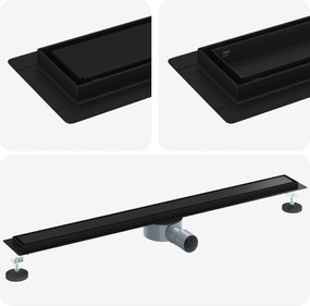 vidaXL Σιφόνι ντους 2-σε-1 με 360° σιφόνι Μαύρο 90 cm