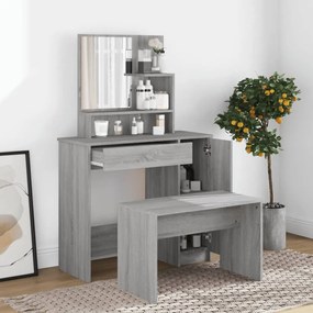 vidaXL Μπουντουάρ με Καθρέφτη Γκρι Sonoma 86,5x35x136 εκ.
