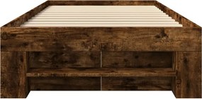 vidaXL Πλαίσιο Κρεβ. Χωρ. Στρώμα Καπνιστή Δρυς 90x200 εκ. Επεξ. Ξύλο