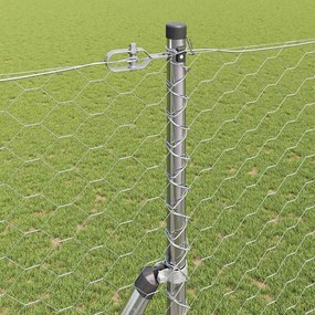 vidaXL Έξιγωνο φράχτη σταθερού εδάφους 50 x 1,5 m Ασημί Δίχτυ
