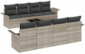 vidaXL Σετ Καναπέ Κήπου 9 pcs Ανοιχτό γκρι Πολυ ράταν