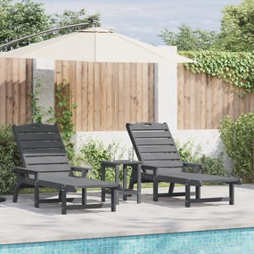 vidaXL Ξαπλώστρες 2 τμχ Ανοιχτό Γκρι 162x53x98.5 cm HDPE