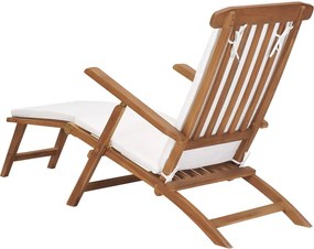 vidaXL Ξαπλώστρα Λευκό Κρεμ από Μασίφ Ξύλο Teak με Μαξιλάρι