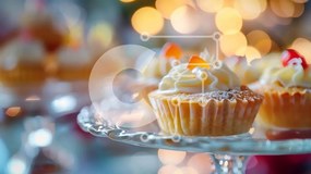 Intra Συλλεκτικό Ξύλινο Παζλ Plywood  4mm - Cupcakes με White Frosting και Πασπαλίζουμε σε Γυάλινο Πιάτο Σε Ξύλινο Κουτί - Διαστάσεις: 10x10 cm – 25 κομμάτια