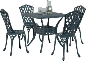 vidaXL Σερβίτσιο τραπεζιού κήπου 5 pcs Πράσινο Χυτό αλουμίνιο