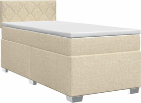 vidaXL Κρεβάτι box spring με στρώμα Κρεμ 80 x 200 cm Ύφασμα
