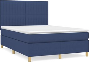 vidaXL Κρεβάτι Boxspring με Στρώμα Μπλε 140x200 εκ. Υφασμάτινο