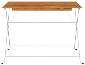Τραπέζι Bistro Πτυσσόμενο 100x54x71 εκ. Μασίφ Ακακία &amp; Ατσάλι - Καφέ