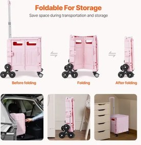 VEVOR Foldable Cart with Stair Climbing Wheels Collapsible Rolling Crate 65L