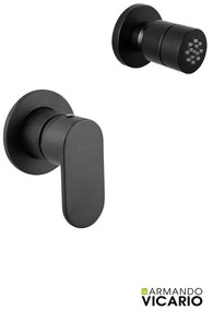 Armando Vicario SLIM Black Matt Jet επιτοίχιο Στρογγυλό +Μίκτης εντοιχισμού 1 εξόδου 500050-400