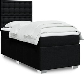 vidaXL Κρεβάτι Boxspring με Στρώμα Μαύρο 90x200 εκ. Υφασμάτινο
