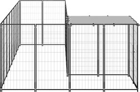 vidaXL Σπιτάκι Σκύλου Μαύρο 6,05 μ² Ατσάλινο