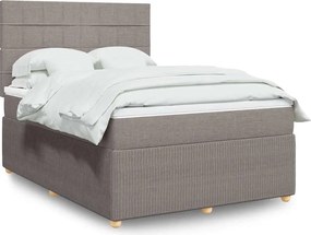 vidaXL Κρεβάτι Boxspring με Στρώμα Taupe 140x200 εκ. Υφασμάτινο