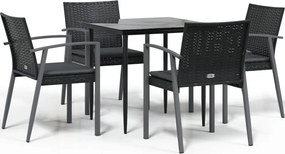 vidaXL Σετ Τραπεζαρίας Κήπου 5 τεμ. Συνθ. Ρατάν / Ατσάλι με Μαξιλάρια