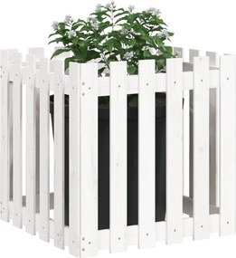 vidaXL Ζαρντινιέρα με Σχέδιο Φράχτη Λευκή 60 x 60 x 60 εκ. Μασίφ Πεύκο