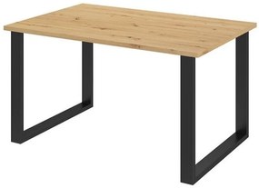 Τραπέζι Tucson 137, Μαύρο, Artisan βελανιδιά, 75x90x138cm, 47 kg, Πλαστικοποιημένη μοριοσανίδα, Μέταλλο | Epipla1.gr