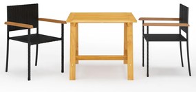 vidaXL Σετ Τραπεζαρίας Κήπου 3 Τεμαχίων Μαύρο