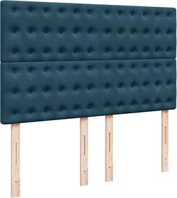 vidaXL Κρεβάτι Boxspring με Στρώμα Μπλε 140x200 εκ. Βελούδινο