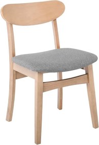 DOM Καρέκλα Τραπεζαρίας Απόχρωση Oak, Ύφασμα Γκρι   2τμχ