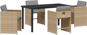 vidaXL Σέτ φαγητού για κήπο 5 pcs Μπεζ συνθετικό ρατάν