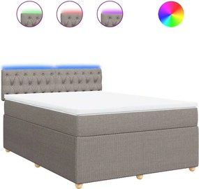 vidaXL Κρεβάτι Boxspring με Στρώμα Taupe 160x200 εκ. Υφασμάτινο