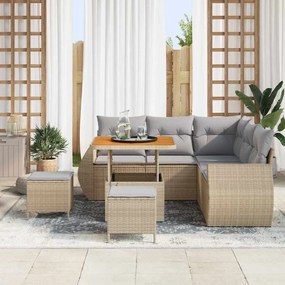 vidaXL Σετ Καναπέ Κήπου 8 pcs Μπεζ συνθετικό ρατάν