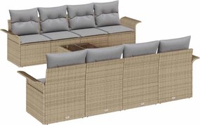 vidaXL Σετ Καναπέ Κήπου 9 pcs Μπεζ Πολυ ράταν