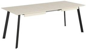 Τραπέζι Boston 424, Beige, Μαύρο, 76x90x140cm, 44 kg, Επιμήκυνση, Πλαστικοποιημένη μοριοσανίδα, Μέταλλο | Epipla1.gr