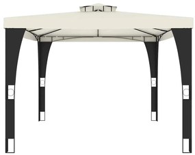 vidaXL Κιόσκι με Διπλή Οροφή Κρεμ 3,98x2,98 μ. Ατσάλινο