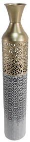 Decorative vase Waka Inart metal in gold, gray and white shade D14x81.3cm 14x14x81.3 εκ.