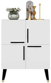 Μπουφές Makro 475OLV1714 70x35x90cm White-Black Μοριοσανίδα, Μελαμίνη