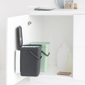 Brabantia Sort&Go ξεχωριστός κάδος 1005513, 2x12 l, Τοποθέτηση σε πόρτα ντουλαπιού κουζίνας, Γκρι/πράσινο