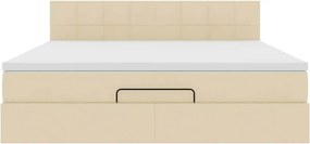 vidaXL Οθωμανικό κρεβάτι με στρώμα Cream 180x200cm ύφασμα