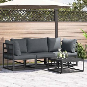 vidaXL Σετ Καναπέ Κήπου με μαξιλάρι 4 pcs Μαύρο Αλουμίνιο