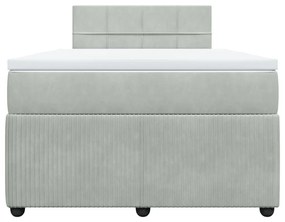 Κρεβάτι Boxspring με Στρώμα Ανοιχτό Γκρι 120x190 εκ. Βελούδινο - Γκρι