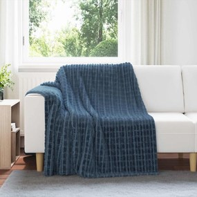 vidaXL Κουβέρτα Σκούρο μπλε 200 x 150 cm Μαλλί