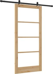 vidaXL Συρόμενη Πόρτα ORKDAL Φυσικό και Μαύρο 93 x 202 cm