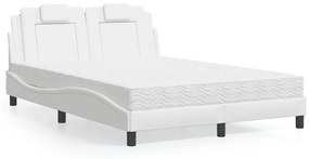 vidaXL Κρεβάτι με Στρώμα Λευκό 140x190εκ.από Συνθετικό Δέρμα