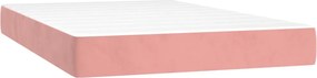 vidaXL Κρεβάτι Boxspring με Στρώμα &amp; LED Ροζ 120x200 εκ. Βελούδινο
