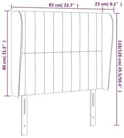 Κεφαλάρι με Πτερύγια Σκούρο Γκρι 83x23x118/128 εκ. Υφασμάτινο - Γκρι