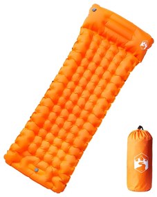 vidaXL Στρώμα Κάμπινγκ Αυτοφούσκωτο Μονό με Μαξιλάρι Πορτοκαλί