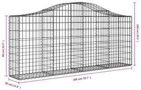 vidaXL Συρματοκιβώτια Τοξωτά 5 τεμ. 200x30x80/100 εκ. Γαλβαν. Ατσάλι